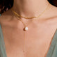 Image of 14K Yellow Gold Elliptical Pearl Pendant Necklace with Stone and Strand Necklaces