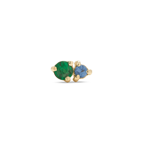 Stone and Strand 10K Yellow Gold Emerald and Blue Sapphire Buddy Stud Front Image