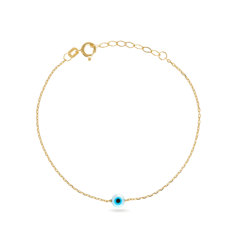 Stone and Strand 10K Yellow Gold Evil Eye Pearl Bracelet Front Image