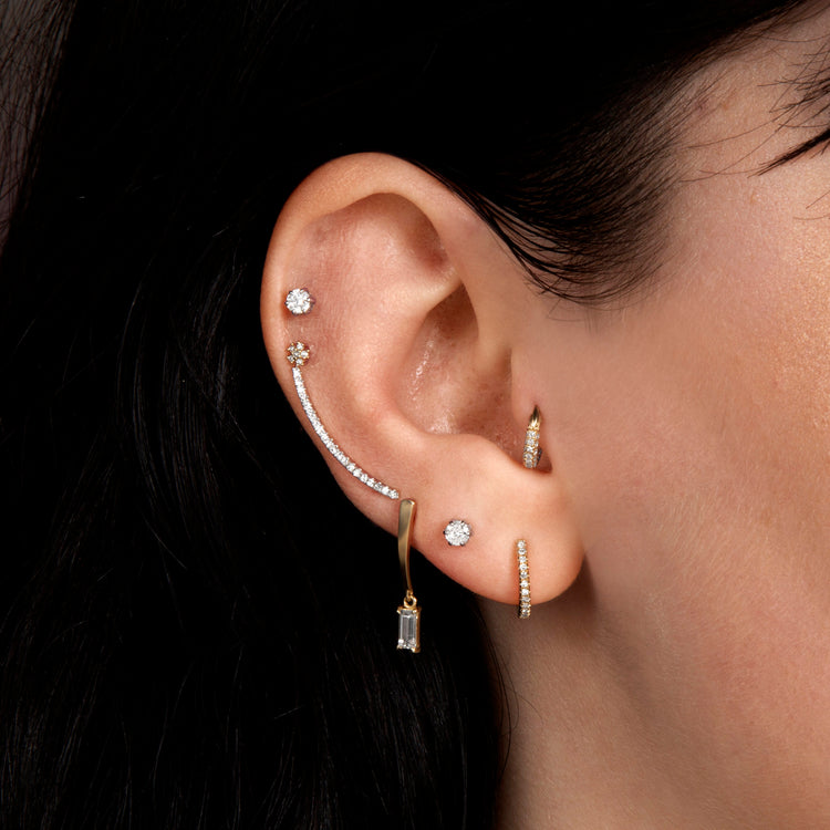 Image of Sterling Silver Fairy Lights Diamond Studs with Stone and Strand Earrings