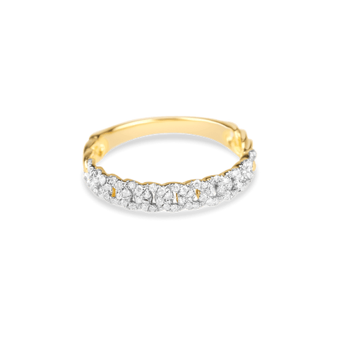 Stone and Strand 10K Yellow Gold Fine Diamond Pave Chain Ring Front Image