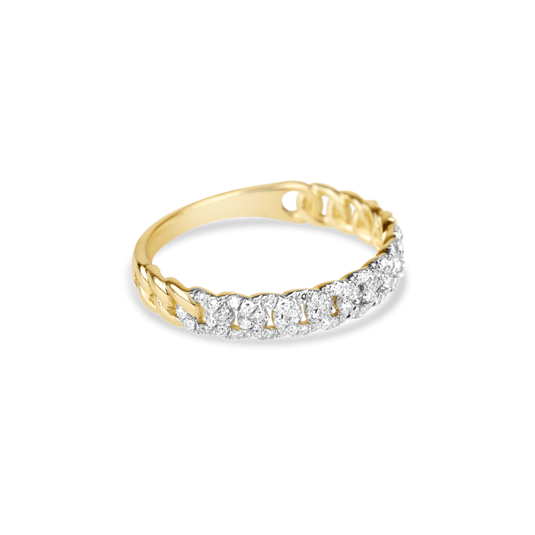 Stone and Strand 10K Yellow Gold Fine Diamond Pave Chain Ring Side Image