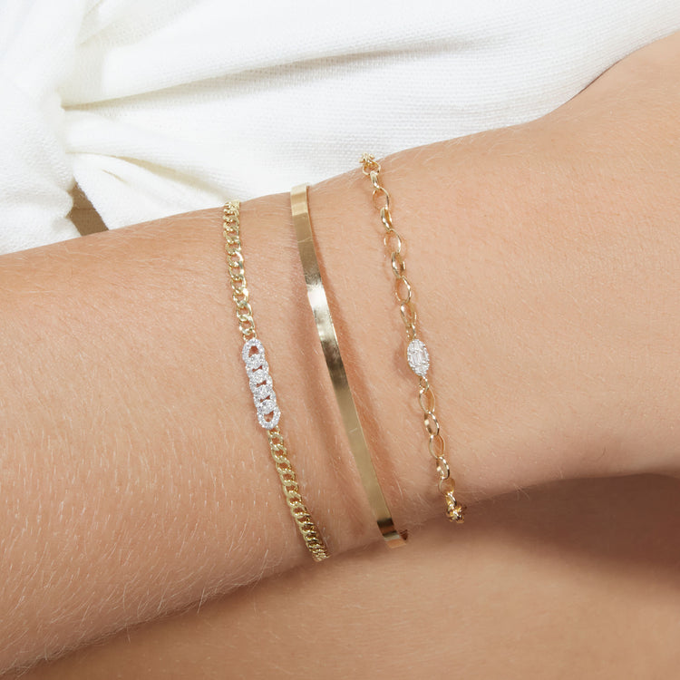 Fine Diamond Pave Curb Chain Bracelet