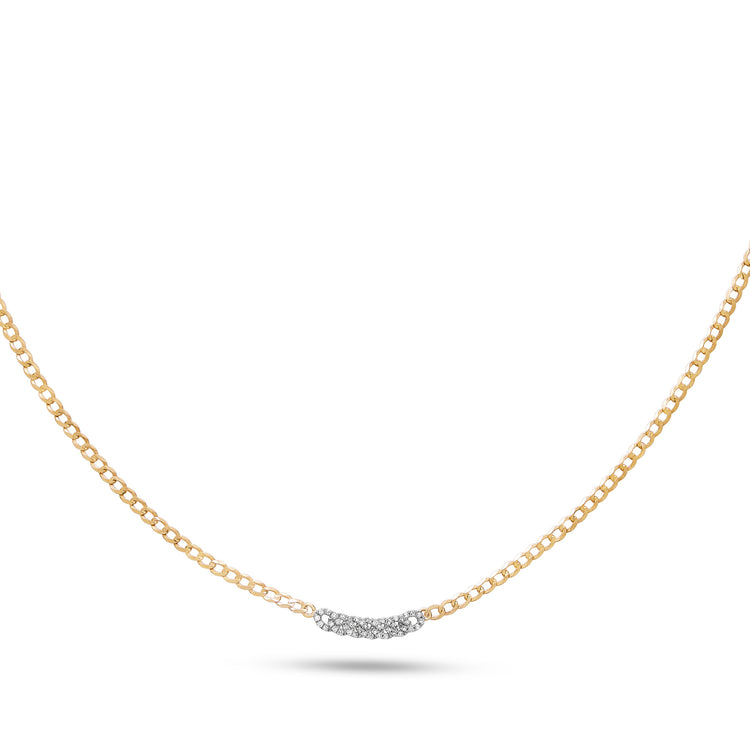 Stone and Strand 10K Yellow Gold Fine Diamond Pave Curb Chain Necklace Image