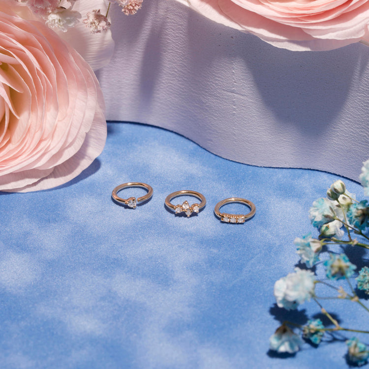 Fixed Diamond Cluster Piercing Earring