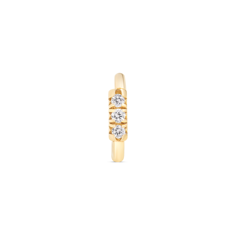 Fixed Triple Diamond Piercing Earring