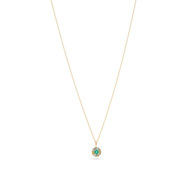 Stone and Strand 10K Yellow Gold Medium Floating Emerald Pendant Necklace Front Image
