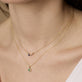 Image of 10K Yellow Gold Medium Floating Emerald Pendant Necklace with Stone and Strand Necklaces