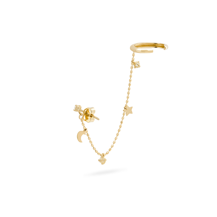 Stone and Strand 10K Yellow Gold Galaxy White Topaz Ear Cuff Rear Image