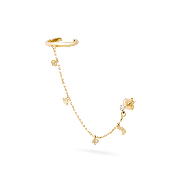 Stone and Strand 10K Yellow Gold Galaxy White Topaz Ear Cuff Side Image