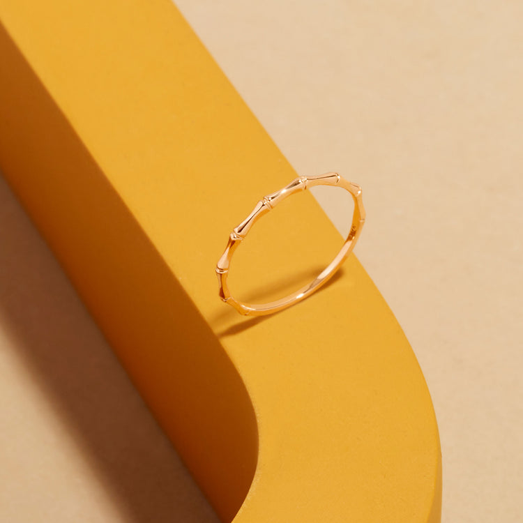 Stone and Strand 14K Yellow Gold Gold Bamboo Ring Editorial Image