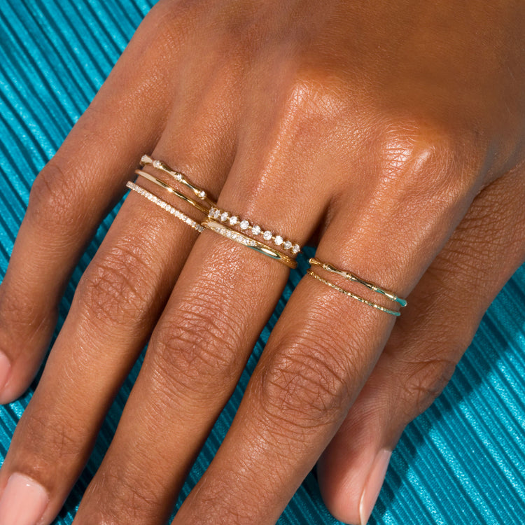Image of 14K Yellow Gold Gold Bamboo Ring with Stone and Strand Rings