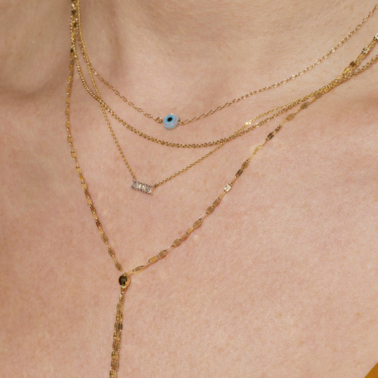 Still life image of Teeny Gold Chain Necklace with Stone and Strand solid gold jewelry