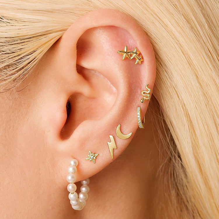 9ct Yellow Gold Crescent Moon Stud Earrings – No Stone – Jewellerybox ADA-176