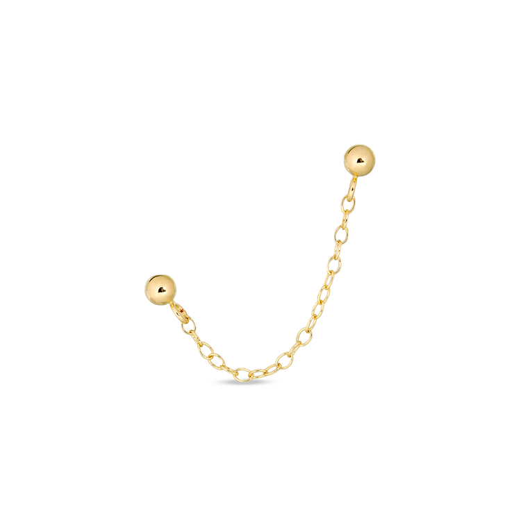 Gold Double Ball Chain Earring