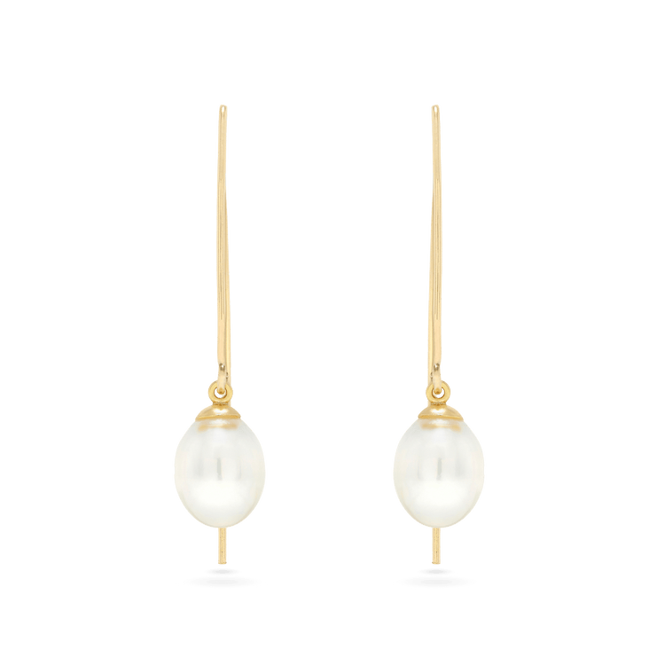 Gold Filled Elliptical Pearl Hook Earrings