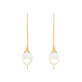 Gold Filled Elliptical Pearl Hook Earrings