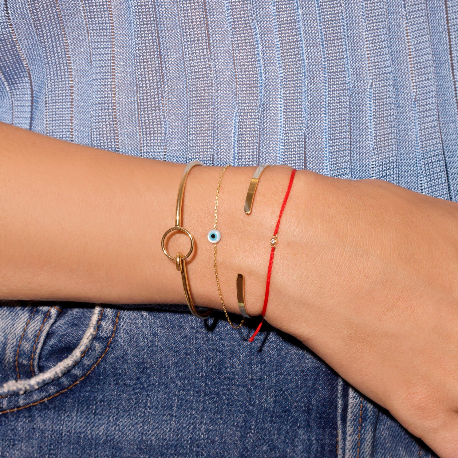 Gold Filled New Moon Hook and Eye Bracelet STONE AND STRAND