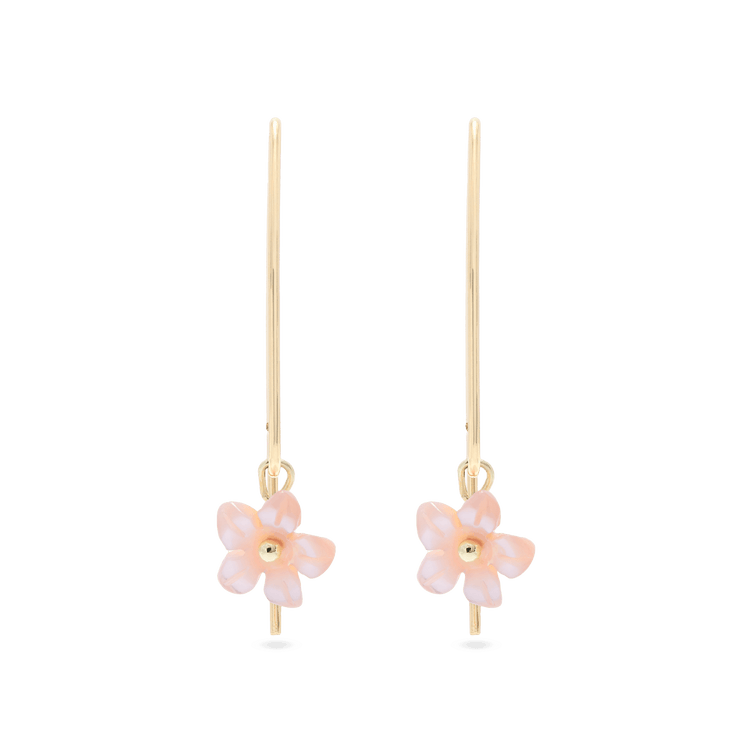 Gold Filled Pink Flower Hook Earrings