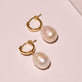 Gold Filled Tiny Hollow Hoop Earrings With Fresh Water Pearls