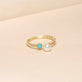 Gold Filled Turquoise and Pearl Ring Duo
