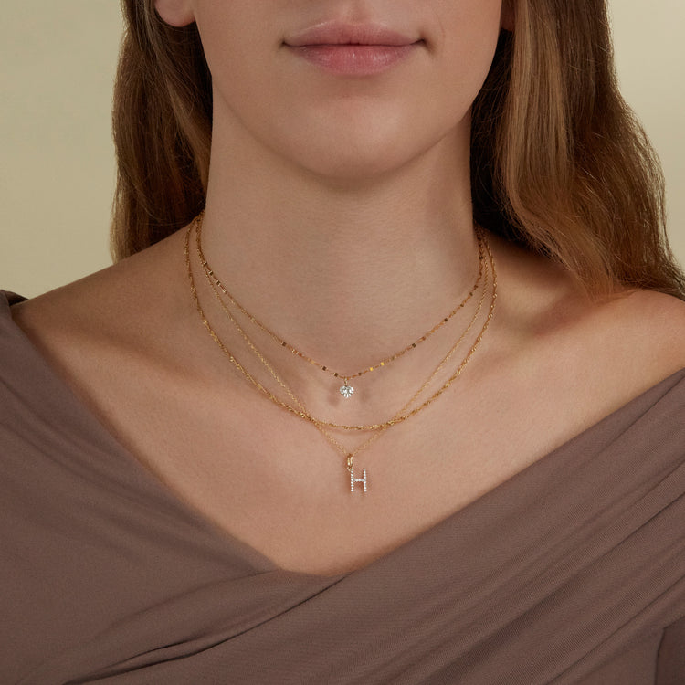 Image of 10K Yellow Gold Gold Glimmer Chain with Stone and Strand Necklaces