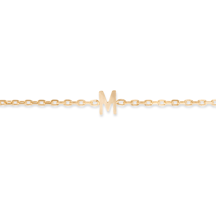 Stone and Strand 10K Yellow Gold Gold Initial Bracelet Close Up Image