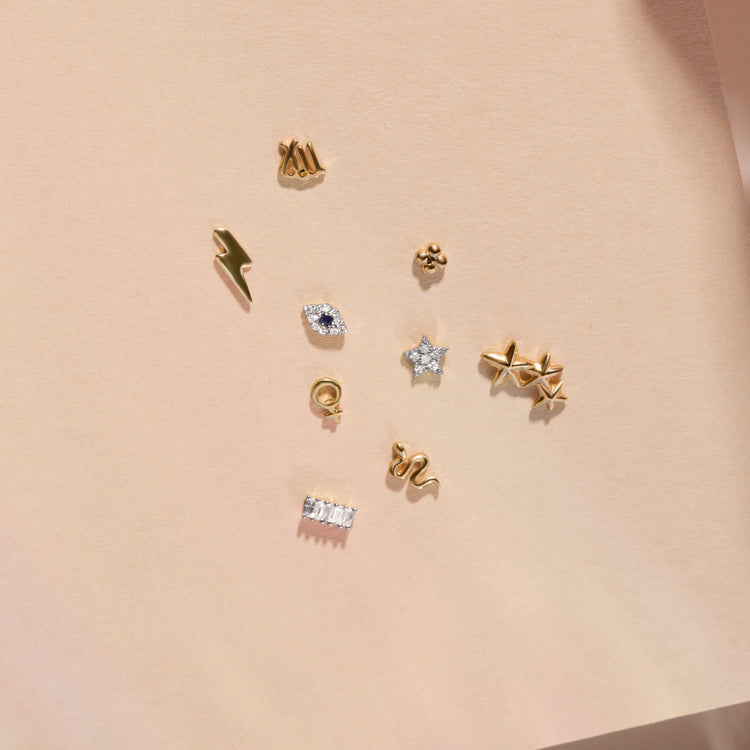 Gold Lightning Bolt Stud