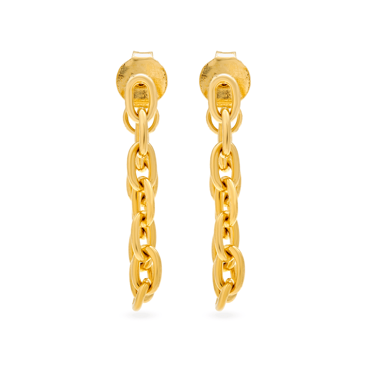 Gold Plated Front To Back Chunky Chain Earrings