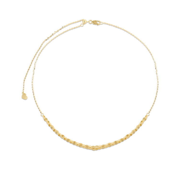 Stone and Strand 14K Yellow Gold Gold Sparkle Triple Chain Choker Necklace Front Image