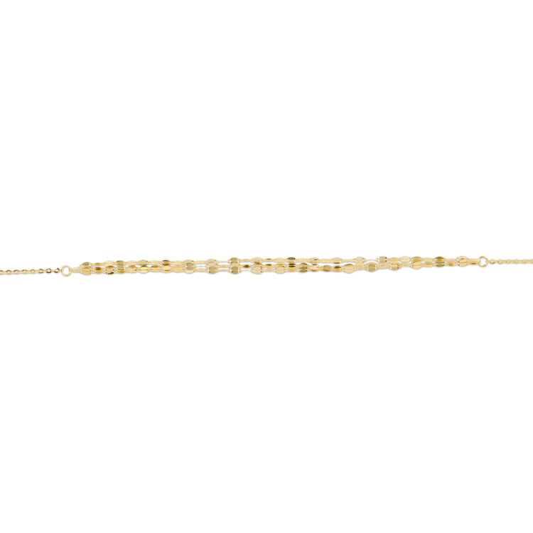 Stone and Strand 14K Yellow Gold Gold Sparkle Triple Chain Choker Necklace Close Up Image