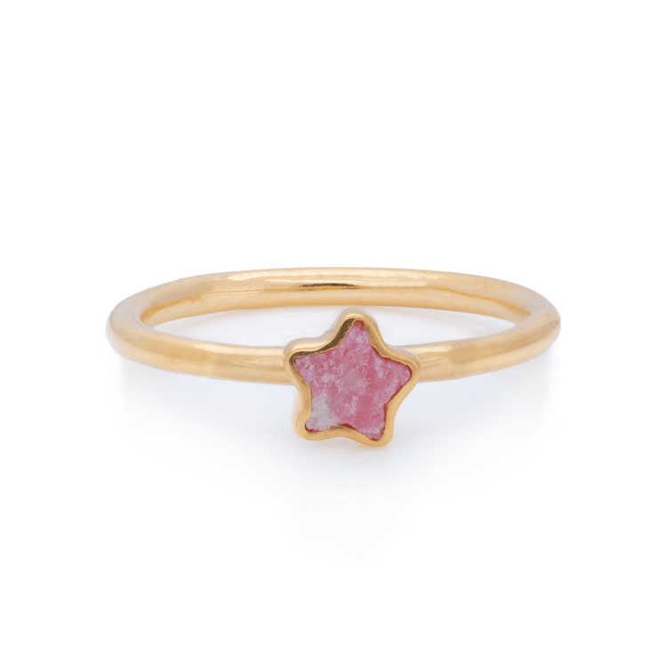 Gold Vermeil Pink Labradorite Star Inlay Ring