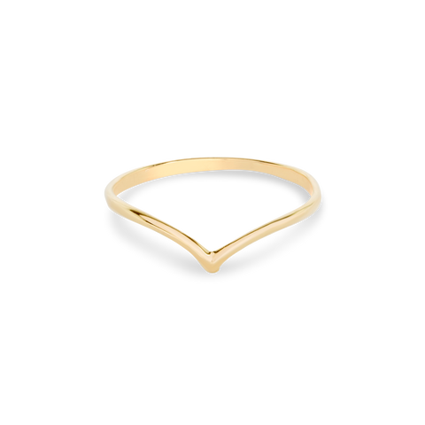 Stone and Strand 10K Yellow Gold Fine Gold V Ring Front Image