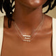 Model wearing Good Girl Name Necklace with solid gold Stone and Strand jewelry