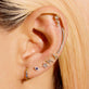 Image of 10K Yellow Gold Gradient White Topaz Climber Earrings with Stone and Strand Earrings