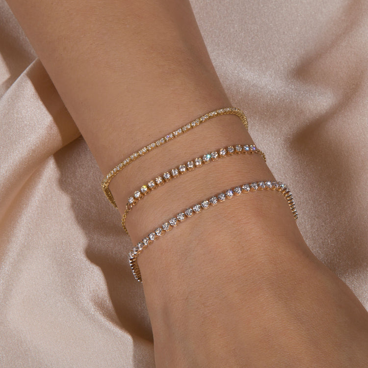 Image of 10K Yellow Gold Grand Slam Diamond Tennis Bracelet with Stone and Strand Bracelets