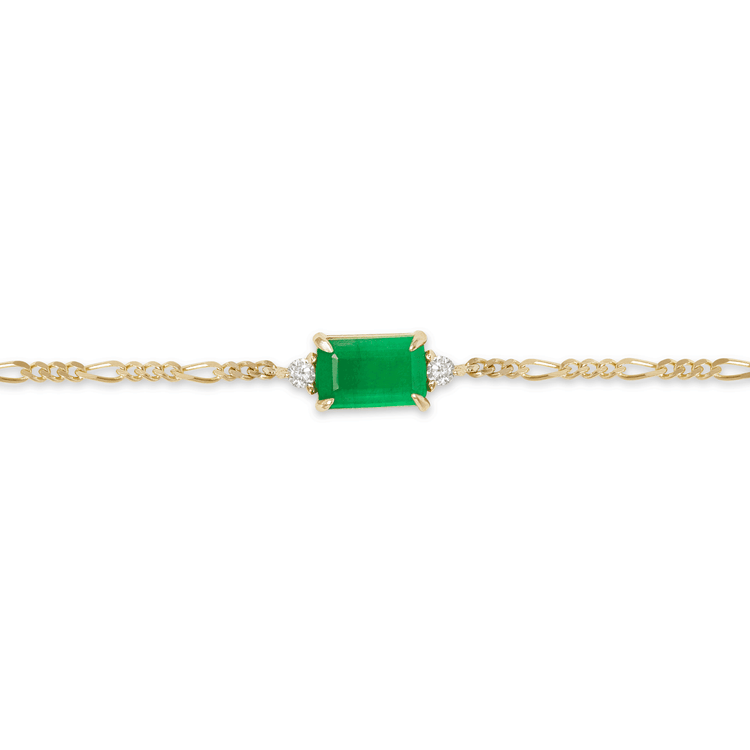 Stone and Strand 10K Yellow Gold Green Goddess Emerald Bracelet Close Up Image