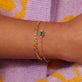 Image of 10K Yellow Gold Green Goddess Bracelet with Stone and Strand Bracelets