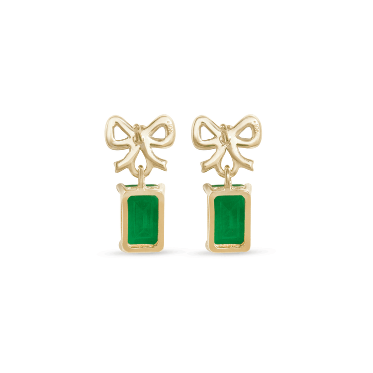 Stone and Strand 10K Yellow Gold Green Goddess Emerald Drop Earrings Rear Image