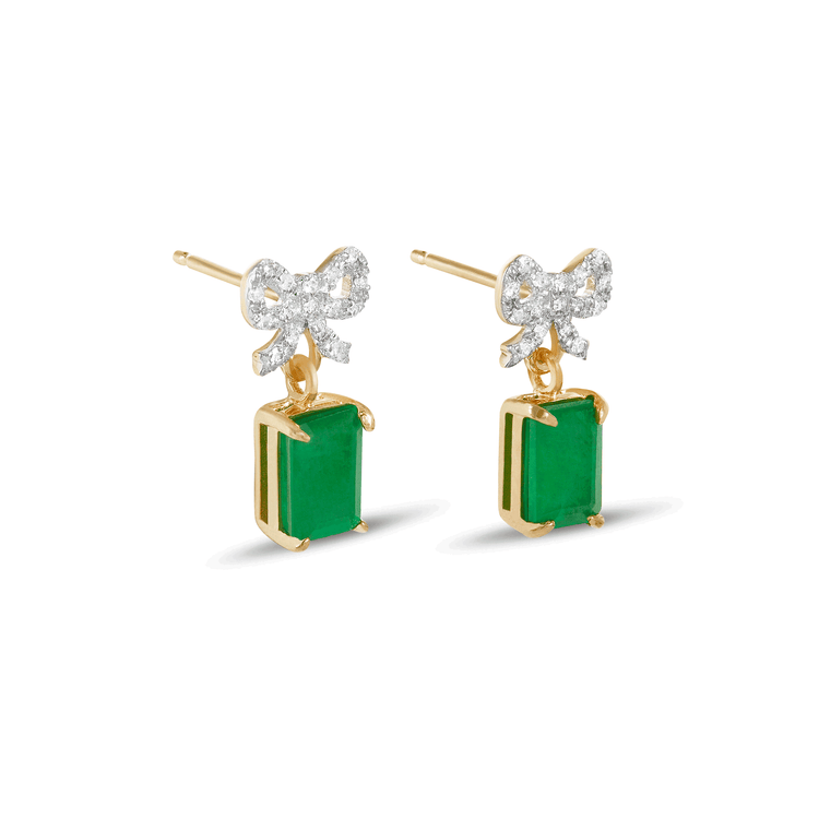 Stone and Strand 10K Yellow Gold Green Goddess Emerald Drop Earrings Side Image