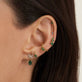 Image of 10K Yellow Gold Emerald Luxe Earcuff with Stone and Strand Earrings
