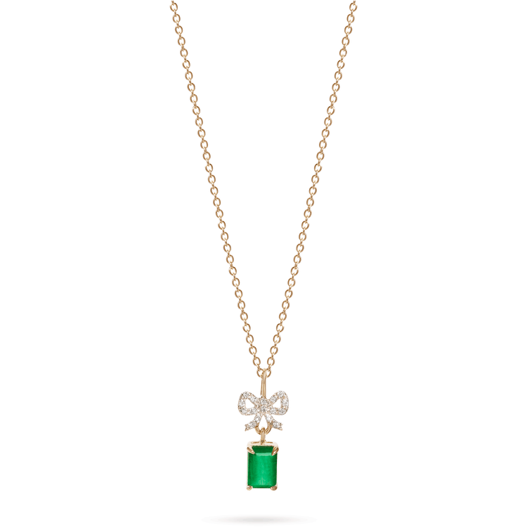 Stone and Strand 10K Yellow Gold Green Goddess Emerald Necklace Front Image