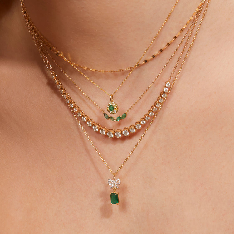Image of 10K Yellow Gold Green Goddess Necklace with Stone and Strand Necklaces