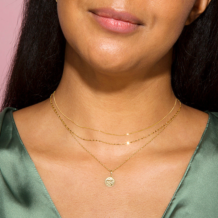 Image of 14K Yellow Gold Ultra Fine Gold Chain Choker with Stone and Strand Necklaces