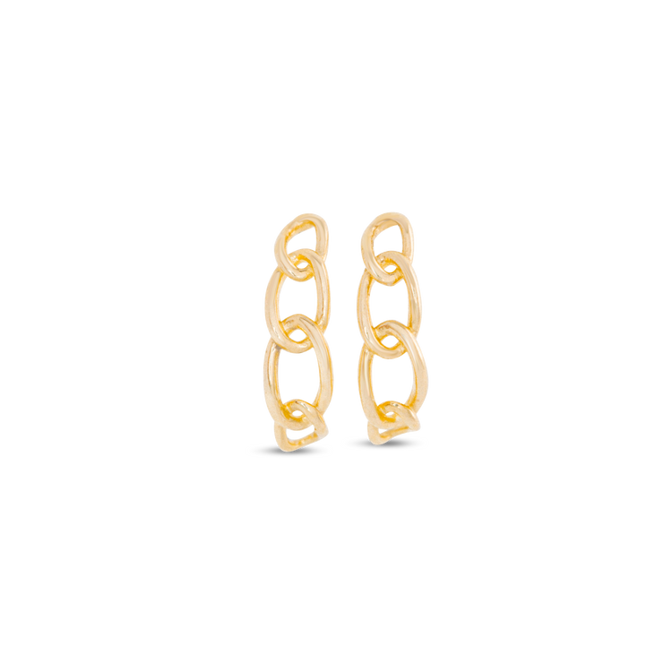 Stone and Strand 10K Yellow Gold Half Chain Huggies Front Image