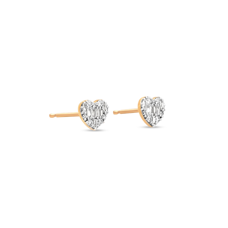 Stone and Strand 10K Yellow Gold Heart of the Matter Diamond Earrings Side Image