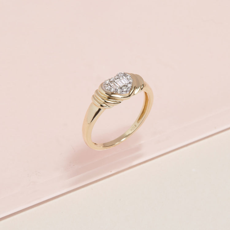 Stone and Strand 10K Yellow Gold Heart of the Matter Diamond Pinky Signet Editorial Image