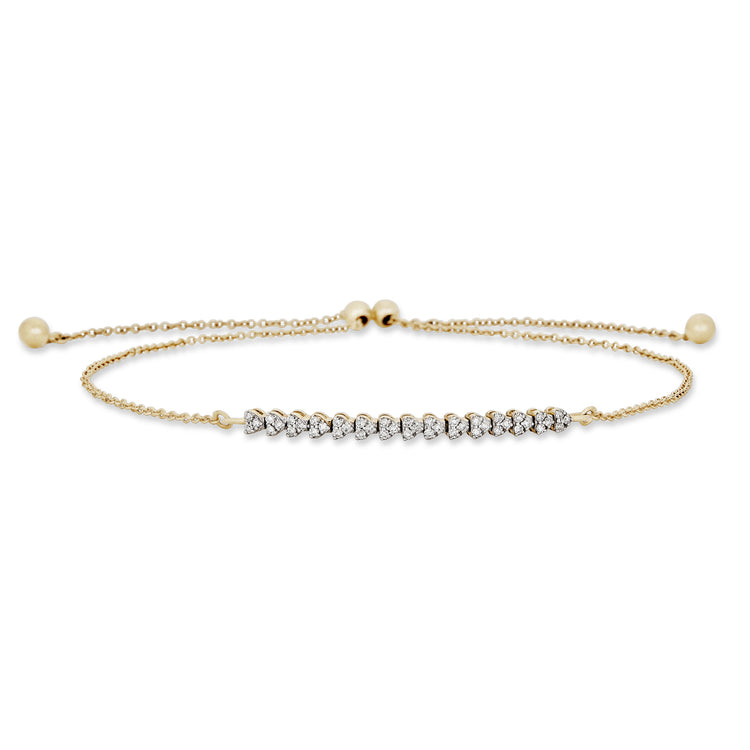 Stone and Strand 14K Yellow Gold Heart to Heart Diamond Bracelet Close Up Image