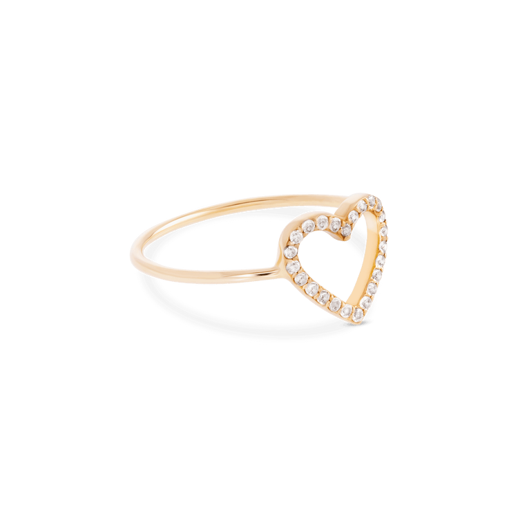 Stone and Strand 14K Yellow Gold Heart Wide Open White Topaz Ring Side Image
