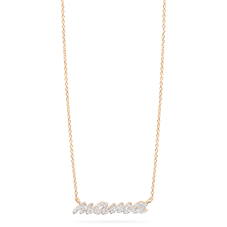 Stone and Strand 10K Yellow Gold Hey Mama Pave Necklace Front Image